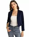 KOJOOIN Damen Bolero Langarm Strickjacke 3/4 Ärmel Open Front Elegant Bolerojacke Kurze Cardigan schrug Jacke Casual Top（Verpackung MEHRWEG） Dunkelblau,S