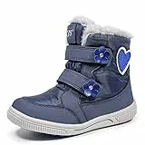 TZJS Kinderstiefel Jungen Mädchen Winterstiefel Warm Gefütterte Schneestiefel Baumwollstiefel Rutschfeste Winterschuhe mit Wolle Gefüttert Wasserdicht Rutschfeste Wintersohle(Blau,29)