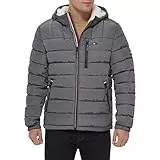 Tommy Hilfiger Herren Midweight Sherpa Lined Hooded Water Resistant Puffer Jacket Mantel, Charcoal Tech, XL
