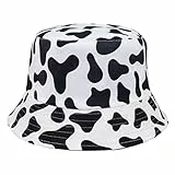 VALICLUD Eimer Hut Reversibel Verpackbar Schwarz Weiß Kuh Gedruckt Fischerhut für Männer Frauen