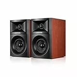 Sanyun SW203 4.0 PC Lautsprecher - 60W 4-Wege DSP Steuerung 3D Immersiver Sound - 3' Kohlefaser Tieftöner & 20mm Seidenkuppel Hochtöner - 24bit DAC USB/Bluetooth 5.4/AUX - Studio-Audio (Paar, Rot)