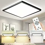 MLOQI LED Deckenleuchte Dimmbar mit Fernbedienung(2700K-6500K),36W,IP44,Deckenleucht Flach, für Wohnzimmer, Schlafzimmer, Küchenlampe, Flur, Balkon, Esszimmer, Quadratisch Deckenlampe DE