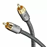 goobay 65296 Mono Cinchkabel 2m / Audio Kabel für Subwoofer HiFi Geräte/Flexibles Textilkabel/Digitales Koaxialkabel/vergoldete Anschlüsse