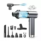 GARAID 4in1 Handstaubsauger Akku, 25000Pa Handstaubsauger Kabellos, 2 Gang 6000mAh Mini Auto Staubsauger Stark mit Bürstenloser Motor, 150000 RPM Staubgebläse für Auto,PC,Küche,Sofa,Büro,Tierhaare