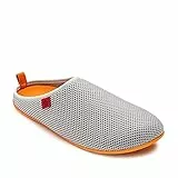 Andrés Machado - Hausschuhe für Herren – Frühling Sommer – DYNAMIC – Unisex Pantoffeln - atmungsaktive Netzstruktur – rutschfeste Gummisohle herausnehmbares Fußbett - Grau Orange EU 45
