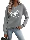 Gyabnw Damen Pullover Sweatshirt ohne Kapuze Rundhalsausschnitt für Frühling Herbst dünn und bequem