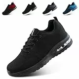 Hitmars Turnschuhe Herren Damen Laufschuhe Sportschuhe Straßenlaufschuhe Luftkissen Seanker Atmungsaktiv Gym Bequeme Leichte Joggingschuhe Schwarz EU 43