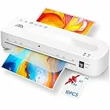 MAXDONE Laminiergerät A4 Laminiermaschine - Heiß und Kalt Laminiergerät 80-125 Mic mit 10 Laminierfolien, A4/A5/A6 Laminiergeräte Laminator 90-s Aufwärmen für Heimgebrauch Büro Schule Fotos（weiß）