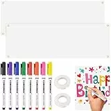 MirraSwit 2 Set Groß Leeres Banner Selbst Gestalten, Blanko Lang Banner Personalisiert 180×60cm mit 2Pcs 6m Hängendem Seil und 8 Textilstifte in Verschiedenen Farben, Geburtstag Plakat für Partys