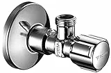 SCHELL 052120699 DIN-Eckregulierventil / Eckregulierventil COMFORT , Eckventil / Ventil 1/2'' x 3/8'', verchromt , Langer Schubschaft, Rosette , 54 mm, mit COMFORT-Griff, ohne Quetschverschraubungen