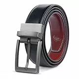 JULIUR LAMONT Premium Gürtel Herren Leder 33mm breit 2in1 Ledergürtel als Wendegürtel - Klassik Herrengürtel schwarz/braun für Anzugshose/Jeans - Männer Drehgürtel kürzbar drehbare Metall Schnalle