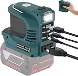 Wechselrichter für Bosch GBA 18V Akku，DC 18V auf AC 220V Spannungswandler Adapter mit USB Typ-C DC12V Anschluss und LED Lampe,Notstromaggregat für Camping