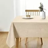 JIUZHEN Tischdecke aus Kunstleinen, rechteckig, weich, knitter- und schmutzabweisend, dekorative Tischdecke für Küche, Esszimmer, Party, Camping, 137 x 203 cm, Beige