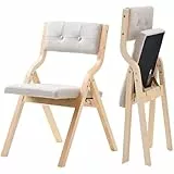 VEVOR Klappstuhl Gartenstuhl mit gepolstertem Kissen & Holzrahmen 2 STK. moderner Esszimmerstuhl für Küche Büro Party, Küchenstuhl bis 180 kg belastbar (pro) faltbar Beige + weiß platzsparend
