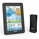 BALDR Funkwetterstation mit Außensensor | Farbbildschirm | 3 Kanäle | Digitales Thermometer Hygrometer für Innen und Außen | Wettervorhersage | Datum und Uhrzeit