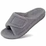Litfun Orthopädische Hausschuhe für Damen mit Fußgewölbestütze, verstellbar, offene Zehen, für Plantarfasziitis, Grau 39