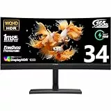 INNOCN 34 Zoll Curved Ultrawide Gaming Monitor Mini LED 3440x1440p 165Hz PC Computer Gaming Monitor, USB Type C Power Delivery, HDMI, DP, Stereo Speakers, Charger Pad, Schwarz