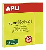 APLI 75 x 75 mm selbstklebend Wiederverwendbar Noten – Neon/Gelb