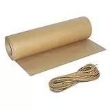 Baxcdyswe Kraftpapier, 30cm x 30m Packpapier mit 20m Schnur, Braun Paketpapier Geschenkpapier Natürliches Recyclingpapier für Kunsthandwerk Geschenkverpackung Verpackung Post Versand Packgut Paket