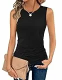 Zeagoo Damen Tank Top Sommer Ärmellose Oberteile Rundhals Casual Basic Tops Baumwolle Vest Top Schwarz S