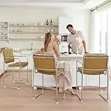 COLAMY Modernes Essstuhl-Set 4er, Knopfgepolsterter PU-Leder-Esszimmerstuhl mit Metallbeinen für Zuhause/Wohnzimmer/Büro/Esszimmer, Grün