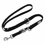 Nylon Hundeleine - DDOXX 2m, 3fach Verstellbare Hundeleine für Alle Hundegrößen - M, Schwarz