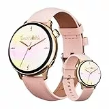 OKYUK Smartwatch Damen mit Telefonfunktion, 1.27' HD Voll Touch Screen, Fitnessuhr Damen mit 24h Herzfrequenz, SpO2-Tracking und Schlafüberwachung, 90+ Sportmodi, Kompatibel mit Android IOS (Gold)