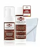 Leder-Futzi® Lederpflege Set 100ml – Inklusive Lederreiniger Kraftschaum & Lederpfleger mit 2 Lappen – Tiefenwirksame Reinigung - Made in Germany