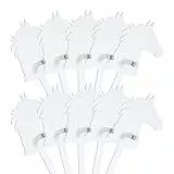 FOLDZILLA Steckenpferde 10er Set aus Pappe 115 x 40 x 25 cm Hobbyhorse Stockpferde - Pferd weiß zum Bemalen und Bekleben