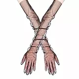 Andiker Damen Lange Tüll Handschuhe, Sheer Hochzeit Braut Handschuhe 27,5 Zoll Ellenbogen Länge Oper Handschuh für Bankett Prom Tea Party Halloween Kostüme