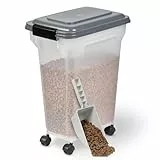 Iris Ohyama Hundefutter Aufbewahrung mit Rollen, 20L/7.5kg, Grau, Luftdichte Futterbox, Trockenfutter, Futterbehälter, Für Hunde, Katzen, Tierfutterbehälter, Schaufel, BPA-frei, Futtertonne, ATS-M