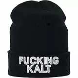 EXPRESS-STICKEREI Lustige Strickmütze - Warme Wintermütze mit Spruch Fucking kalt - Beanie für Damen und Herren - Unisex Wollmütze - Haube mit Spruch