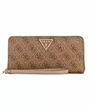 GUESS Damen Laurel Large Zip Around Wallet Große Geldbörse mit Reißverschluss, Clutch, Latte-Logo