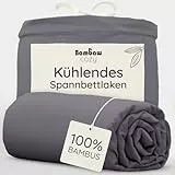 Bambaw Bambus Spannbettlaken 90x200 cm, 35 cm Steghöhe, kühlende Bettwäsche, Bettlaken Winter und Sommer, weiche atmungsaktive Bettwäsche, Spannbetttuch 90x200 Allergie (Anthrazit)
