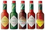 Tabasco Chili-Sauce 60ml - Set mit 5 Geschmacksrichtungen | Rot | Grün | Habanero | Chipotle | Knoblauch