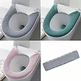 Gukasxi 3 Stück WC Sitz Pad, Toilettensitzbezug Warm, Toilet Seat Cover, Schaltfläche Stil 3 Farbe, WC-Sitzbezüge, Waschbar weich Dicker, für Die Meisten O-U-Toiletten