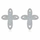 Banemi Moderne Ohrringe, Damen Schmuck Ohrringe Kreuz mit Cubic Zirkonia Friktion Back Ohrstecker Valentinstagsgeschenk