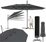 KESSER® Sonnenschirm Doppelsonnenschirm 4,6m x 2,7m | Ampelschirm Abdeckung & Ständer | Kurbelschirm Aluminium wasserabweisend | Neigbar Kippbar 360° Drehbar Anthrazit