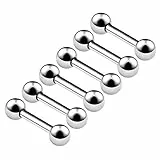 KJM FASHION 6 Stk Chirurgischer 316-l-stahl Barbell Stab 1,6mm 14g 8mm 5/16 4mm Kugel Helix Rook Eyebrow Daith Ohrringe Cartilage Piercing Schmuck 6325