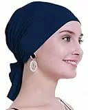 osvyo Bambus Chemo Kopftuch für Frauen mit Haarausfall - Krebspatienten Kopfbedeckung Turban in Versiegelter Verpackung Indigo BLAU