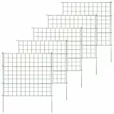 Floordirekt Teichzaun Gartenzaun Steckzaun Komplettset Metall 5X Gerade, Zaun zum stecken für Garten, Gitterzaun Set Freigehege für Tiere Pablo (Grün)