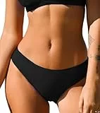 CUPSHE Damen Bikinihose Low Waist Cheeky Badehose Bikini Slip Schwarz M
