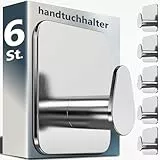 4smile Handtuchhaken Ohne Bohren, 6er Set,Klebehaken Silber Matt Für Bad, Küche, Kleiderschrank, Edelstahl Tuch- Wasserfest, Starke Haftung,Und Bademantel-Haken, Langlebig, Haken Selbstklebend