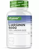 L-Arginin - 365 Kapseln - 6000 mg reines L-Arginin pro Tagesdosis - Hergestellt durch pflanzliche Fermentation - Hochdosiert - Ohne Zusatzstoffe - Vegan
