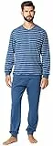Ladeheid Herren Schlafanzug Zweiteiler Langarm Pyjama lang bunt aus Baumwolle LA40-220 (Norden Weiß, XXL)