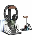 viozon Headset Halterung und Laptop Ständer, Schwarznuss, All-in-One Tisch Organizer für Gaming Arbeitsplatz, Controller Halterung kompatibel mit iPad, Switch, AirPods Max, Sony, Razer, Gaming Zubehör