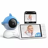 WUUK 2K-Video-Babyphone, 5,5-Zoll-Babyphone mit 360-PTZ-Farbdisplay mit 135°-Weitwinkel, 3700-mAh-Akku, Babykamera mit App, Temperatur- und Feuchtigkeitssensor, Bewegung/Tonerkennung