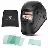 STAHLWERK Automatik-Schweißhelm 3 in 1 WORKER - Schweißerhelm mit True-Colour, automatische Abdunkelung DIN 4-13, optische Klasse 1/1/1/2, optimales Sichtfeld 96 x 39 mm, Schweißschild, Schweißmaske