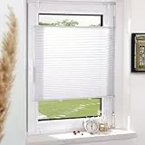 Grandekor Plissee Klemmfix ohne Bohren Weiß 85x130cm(BxH) Plissees lichtdurchlässig Blickdicht Jalousien ohne Bohren Fensterrollo Klemmrollos Sonnenschutz Sichtschutz Faltrollo Rollos für Fenster