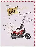 Clintons: 1163263 Glückwunschkarte zum 60. Geburtstag, Motiv: Hund auf Motorrad, 149 x 195 mm